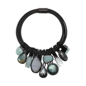 Agate, Ebony & Leather Necklace