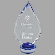 10.25" Diamond,blue/clear Round Base Crystal Award