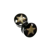 Black Horn Eyelets with Walrus Jawbone Star Inlays (1 5/16") — KOLO BODY ARTS
