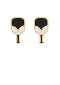 Black and White Enamel Pickleball Paddle Stud Earrings – Sporty Chic Pickleball Jewelry for Women