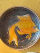 Go Fish, the Winds Show : Orange Goldfish Platter with Dark Background #26 — Miami Valley Pottery
