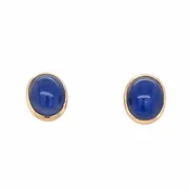 14K Gold Blue Chalcedony Pierced Post Earrings