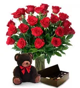 2 DZ ROSES, BEAR & CHOCOLATES