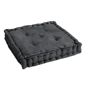Dark Charcoal Velvet Tufted Floor Cushion