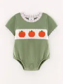 Halloween Pumpkin Boys Chenille patches Romper