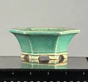 Glazed Hexagon Japanese Bonsai Pot by Shibakatsu STJP1071