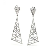 Triangle Deco Diamond Drop Earrings