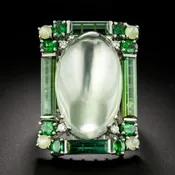 Colossal Moonstone, Tourmaline and Cat's Eye Cocktail Ring
