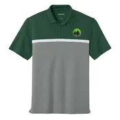 Adult Micropique Colorblock Polo - Forest Green/Grey Concrete Heather/White