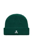Embroidered Mini Crossbones Beanie - Jade Green