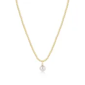 15" Choker Beaded - Classic Gold 3mm - Classic Pearl 10mm Charm