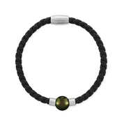 11mm Tahitian Pearl Men's Leather Bracelet