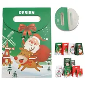 Fold Over Christmas Gift Bags With Handle And Adhesive Closure