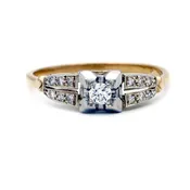 1940s .40 CTW Old European Cut Diamond Engagement Ring | E VS2 Two-Tone Split Shank
