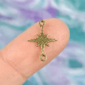 11x15mm North Star Raw Brass Connector Charm