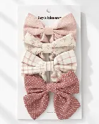 4-Piece Bow Clip Set - Antique Rose