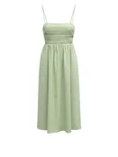 *AYR Garden Party Cotton Blend Seersucker Cami Square Neck Smocked Midi Dress, Size S