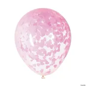 12in Clear Latex Balloons with PInk Tissue Confetti  6ct