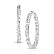 10 Carat Round Diamond Hoop Earrings | 14k White Gold