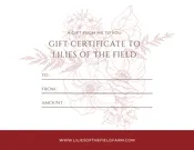 Gift Certificate — Lilies of the Field