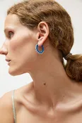 Alyssa Norton Small Silk Wrapped Rhinestone Hoops in Blue