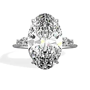 10.07 Carats Lab Grown Oval Cut with Pear Shape Side Stones Diamond Engagement Ring in Platinum