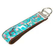 Aqua Horse Floral Keychain