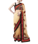 BEIGE AND BLACK SAREE