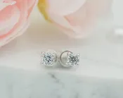 Cherished Moments Sterling Silver Clear CZ Stud Earrings for Baby and Children