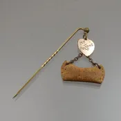 Antique Victorian Mt. Pocono Souvenir Stick Pin Brooch Canoe Gold * Heart Charm