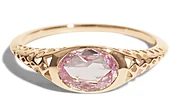 Filigree Rose Cut Pink Sapphire Oval Ring