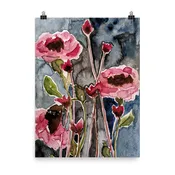 Roses on Dark Watercolor Print