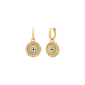 Azura Gold & Diamond Turquoise Eye Crown Huggies