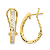 14k Gold Diamond Hoop Earrings with Omega Back Closure