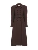 Double-breasted riding coat in houndstooth wool