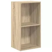 Book Cabinet Oak Engineered Wood 30.1 in Height with 2 Tiers