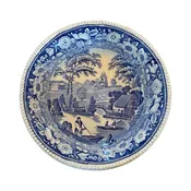 19th Century Blue & White English Transferware Large Bowl