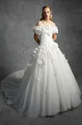 3D Floral Drop-Waist Ball Gown With Detachable Topper And Train