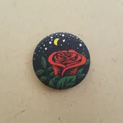 1in Pin Button- Night Rose