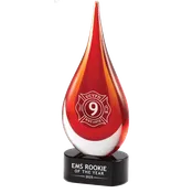 10.25 Red Teardrop Art Glass