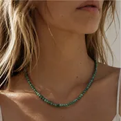 Natural Emerald Bead Necklace | 18K Gold Layering — FLWR Shop