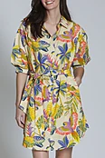 Belted Dress With Puff Sleeves