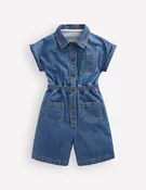 Embroidered Playsuit-Mid Vintage Embroidered Denim
