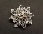 1 1/4" Silver Floral Fashion Brooch Pin - Pack of 12 (BHB047)
