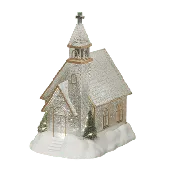 10.25" Confetti Lites Lighted Swirl Church with Trees