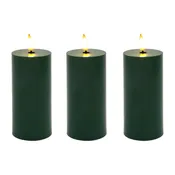 Battery-Operated 3D-Wick Pillar Candles - Set of 3