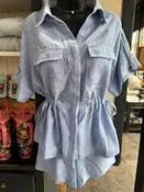 Chambray Cinched Waist Top