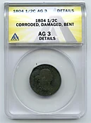 1804 Draped Bust Half Cent Penny ANACS AG 3 Details Corroded Damaged Bent - R122