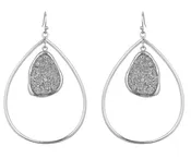Druzy Drop Earrings in Rhodium