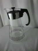 MCM Pyrex Clear Glass Black Flowers Coffee Tea Carafe